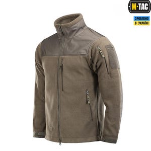 Tactical military jacket front view – dark olive