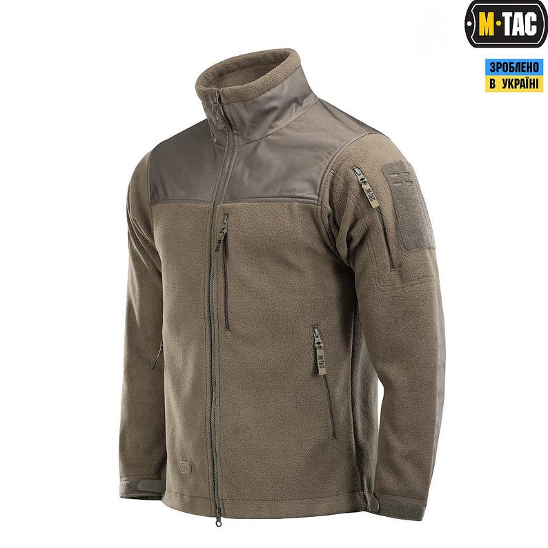 Tactical military jacket front view – dark olive