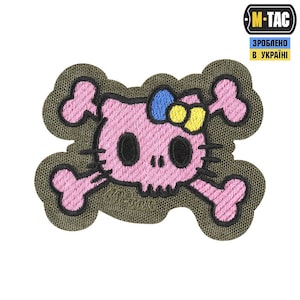 M-Tac Kitty Embroidered Patch - Tactical Cat Badge - Kawaii Morale Patch - Hook and Loop Military Accessory