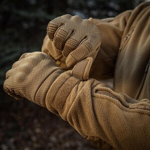 Fleece military jacket with adjustable hood