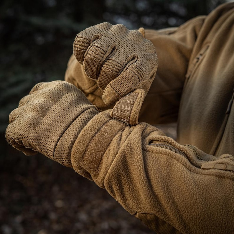 Fleece military jacket with adjustable hood