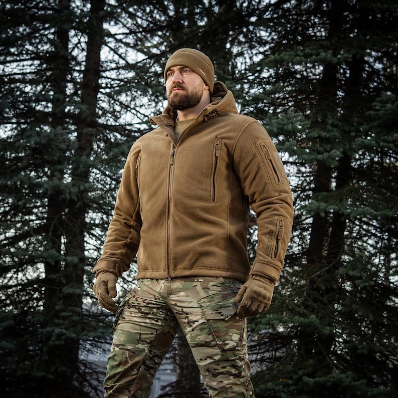 Coyote brown tactical jacket for cold weather