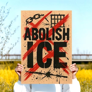 ABOLISH ICE Digital Protest Poster | Political Activist Printable Sign | Anti ICE Printable Download | Immigration Justice Digital Sign