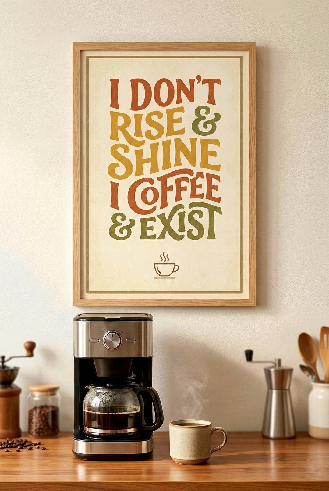 Vintage Coffee Wall Art Print, Retro Coffee Poster, Boho Kitchen Decor ...