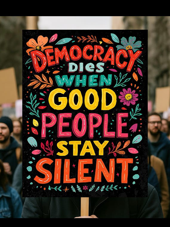 Protect Democracy Protest Poster, Abolish ICE Protests Sign, Anti-Trump, Political Activist Poster, Rally Sign, Resist Fascism Poster