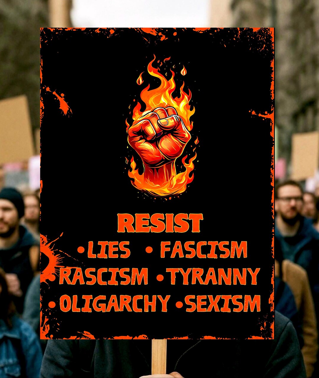 Resistance Protest Poster, No Kings Day Rally Sign, Anti-trump ...