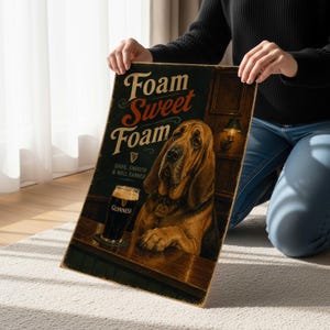 Funny Guinness Dog Poster, Bloodhound Pub Wall Art, Irish Pub Decor, Vintage Beer Dog Print, Guinness Lover Gift, Retro Bar Artwork
