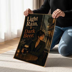 Guinness Pub Poster, Moody Irish Bar Wall Art, Dublin Rain Print, Vintage Guinness Decor, Cozy Pub Artwork, Irish Beer Lover Gift