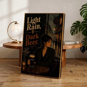Guinness Pub Poster, Moody Irish Bar Wall Art, Dublin Rain Print, Vintage Guinness Decor, Cozy Pub Artwork, Irish Beer Lover Gift