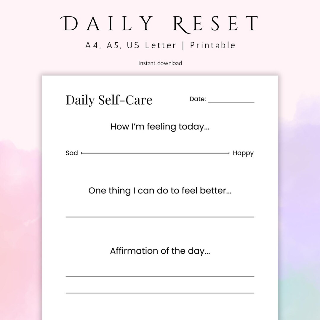 Printable Digital Mental Health Reset Page | Mood Tracker Sheet | Daily ...