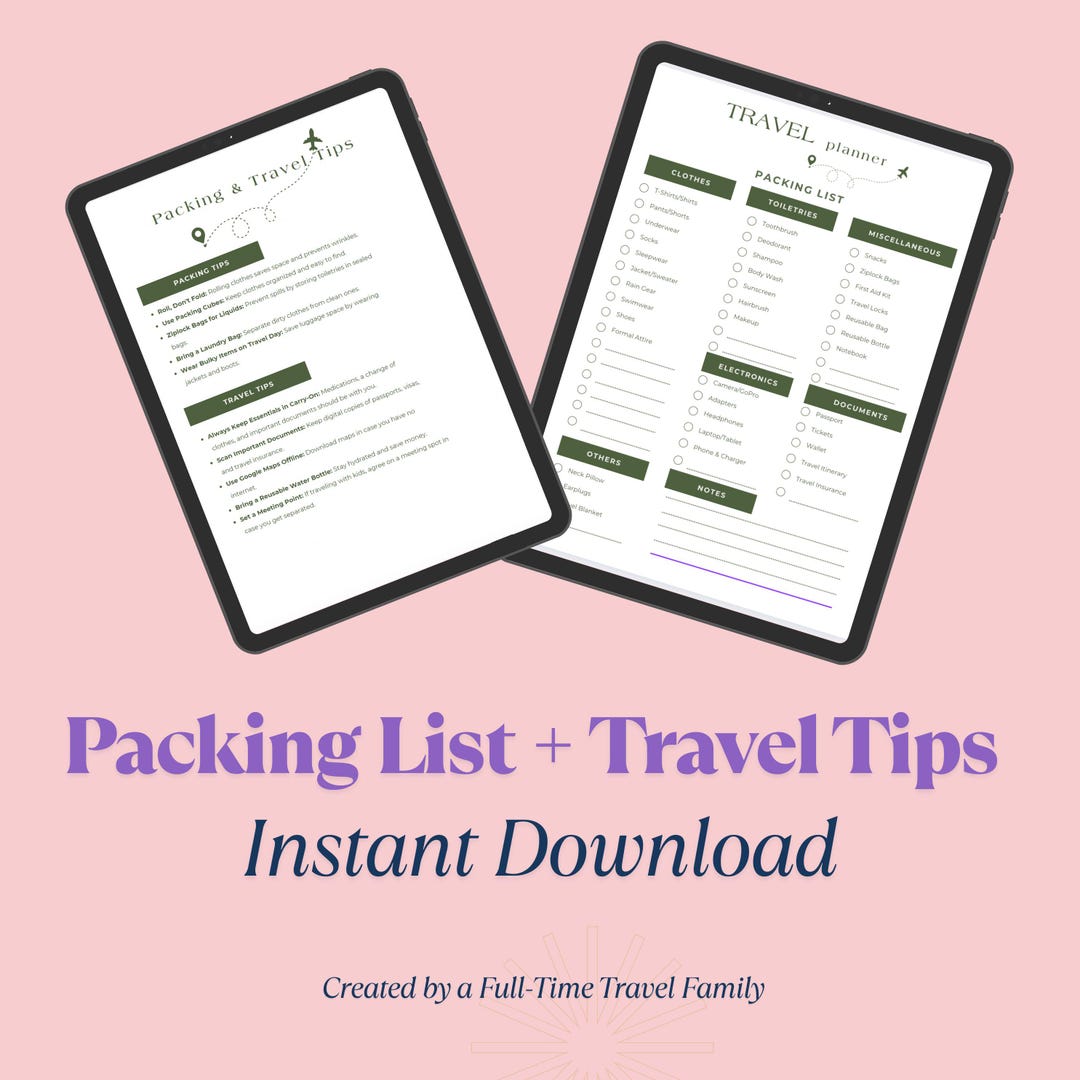 Printable Travel Packing List + Tips | 2-page Minimalist PDF | Instant ...