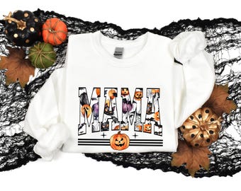 Spooky Mama Shirt, Halloween Shirt For Mother, Mama Halloween T-Shirt, Halloween Gift, Cute Pumpkin Shirt for Mom, Fall Mama Graphic Tee