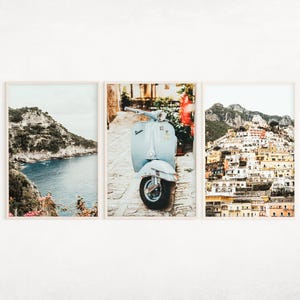 Italy Landscape Printable Set of 3, Italian Wall Decor, Mediterranean Print Set, Amalfi Coast Photo, Tuscany Travel Art, Living Room Decor