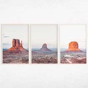 Desert Landscape 3 Pieces Printable Wall Art, Monument Valley Posters Set, Arizona Print Red Desert Boho Decor, Utah Landscape Art