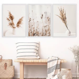 Dry Plants Set of 3, Botanical Wall Prints, Printable Nature Wall Art, Farmhouse Wall Decor, Boho Prints Set