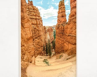 Grafika z Parku Narodowego Bryce Canyon, Cyfrowa sztuka ciepłego krajobrazu pustyni, Dekoracja ścienna z południowo-zachodniego wybrzeża
