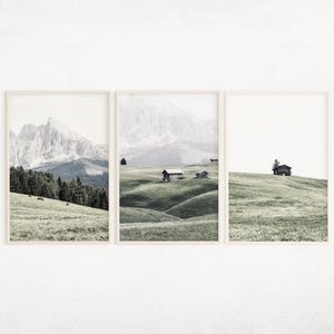 Mountain Meadow Set of 3 Printable Art, Landscape Photography, Nature Posters Set, Mountain Cottage Large Wall Art, Mountain Forest Decor