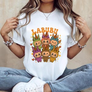 Labubu Shirt, Anime Cartoon Harajuku Labubu Top, Kawaii Labubu Graphic Tee, Labubu Clothes, Anime Shirt, Funny Aesthetic Labubu T-shirt