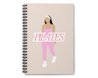 Spiral Notebook - Ruled Line, Beige and Pink Pilates Aesthetic Girly Journal for Students, Teachers, Pilates Lovers, Workout Planner,