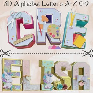 Paquete SVG de letras y números 3D Shaker / Alfabeto A-Z y del 0 al 9 / Cricut, Silhouette, archivos cortados con láser / Descarga digital