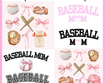 Pacchetto PNG di baseball e softball retrò: clipart di fiocco civettuolo (download digitale)