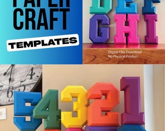 Plantilla SVG de letras y números 3D: Manualidad de papel en capas (descarga digital)