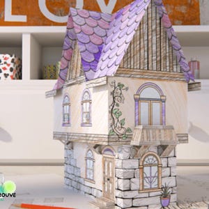 Casa de papel 3D para colorear: Actividad DIY para niños (Descarga instantánea)