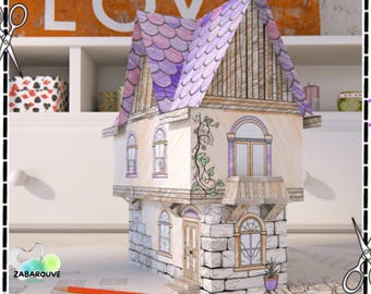 3D Paper House Coloring Craft: DIY Kids Activity (Instant Download)
