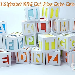 Letras cúbicas 3D SVG: plantillas del alfabeto A-Z para Glowforge: decoración para baby shower, guardería y fiestas