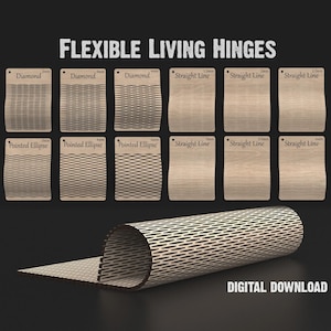Flexible Living Hinge SVG Files | 12 Laser Cut Patterns for Wood, Acrylic, MDF | Instant Download for Glowforge, XTool