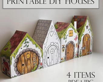DIY Papierhaus Vorlage: 3D Malvorlage zum Basteln für Kinder zum Ausmalen (PDF Download)