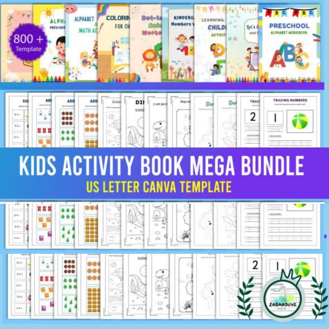 Editable Kids Learning Book Bundle | Alphabet, Numbers, Coloring ...