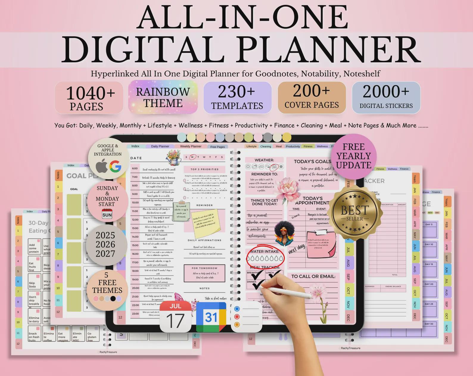 All-in-one Digital Planner: 5000+ Stickers, 86 Templates (PDF Download ...