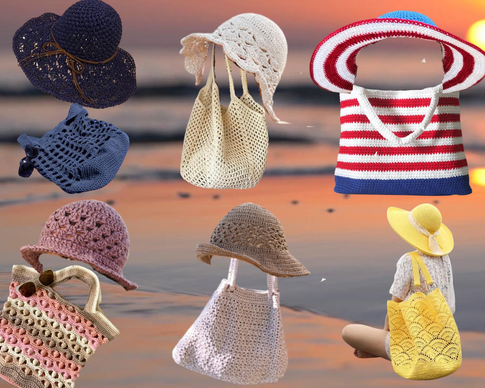 10pc Mesh Beach Tote & Straw Hat Set, Foldable Hat, Rattan Earrings for Travel Amazon.com: Twistover 7 Pcs Summer Beach Rattan Jewelry Set  main image 2