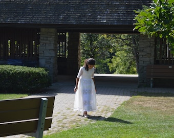 Girls communion  dress In silk with hand embroidery work and fine lace.