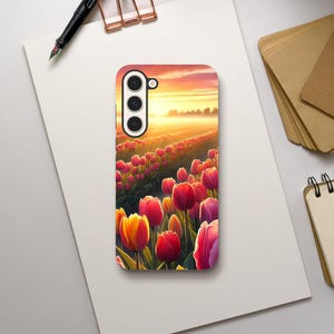 Tulip Field Sunrise telefoonhoesje - Elegante harde hoes voor ultieme bescherming