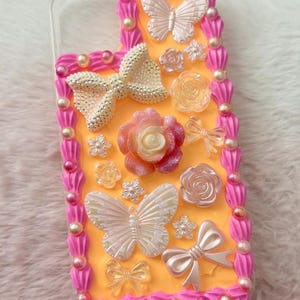 Decoden iPhone 11 Case - Kawaii Cream Whip Phone Case - Handmade Cute Pink Girly Case - Blingy Bow Aesthetic