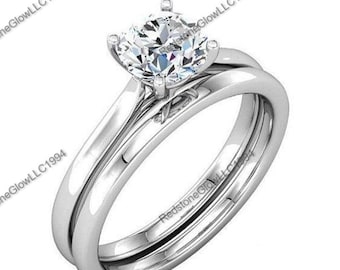 2CT Round Moissanite Engagement Ring Set, 925 Sterling Silver