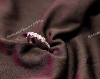 Alianças de casamento, 0,50 Ct corte redondo CZ diamante anéis de aniversário de casamento, 925 prata esterlina, alianças de compromisso presente para menina