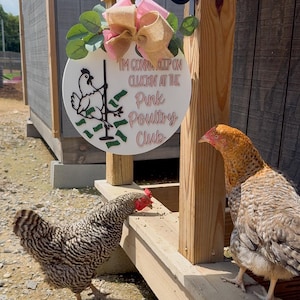Funny Chicken Sign | “Pink Poultry Club” Farmhouse Decor | Chicken Coop Sign | Hen House Decor | Country Humor Gift for Chicken Lovers