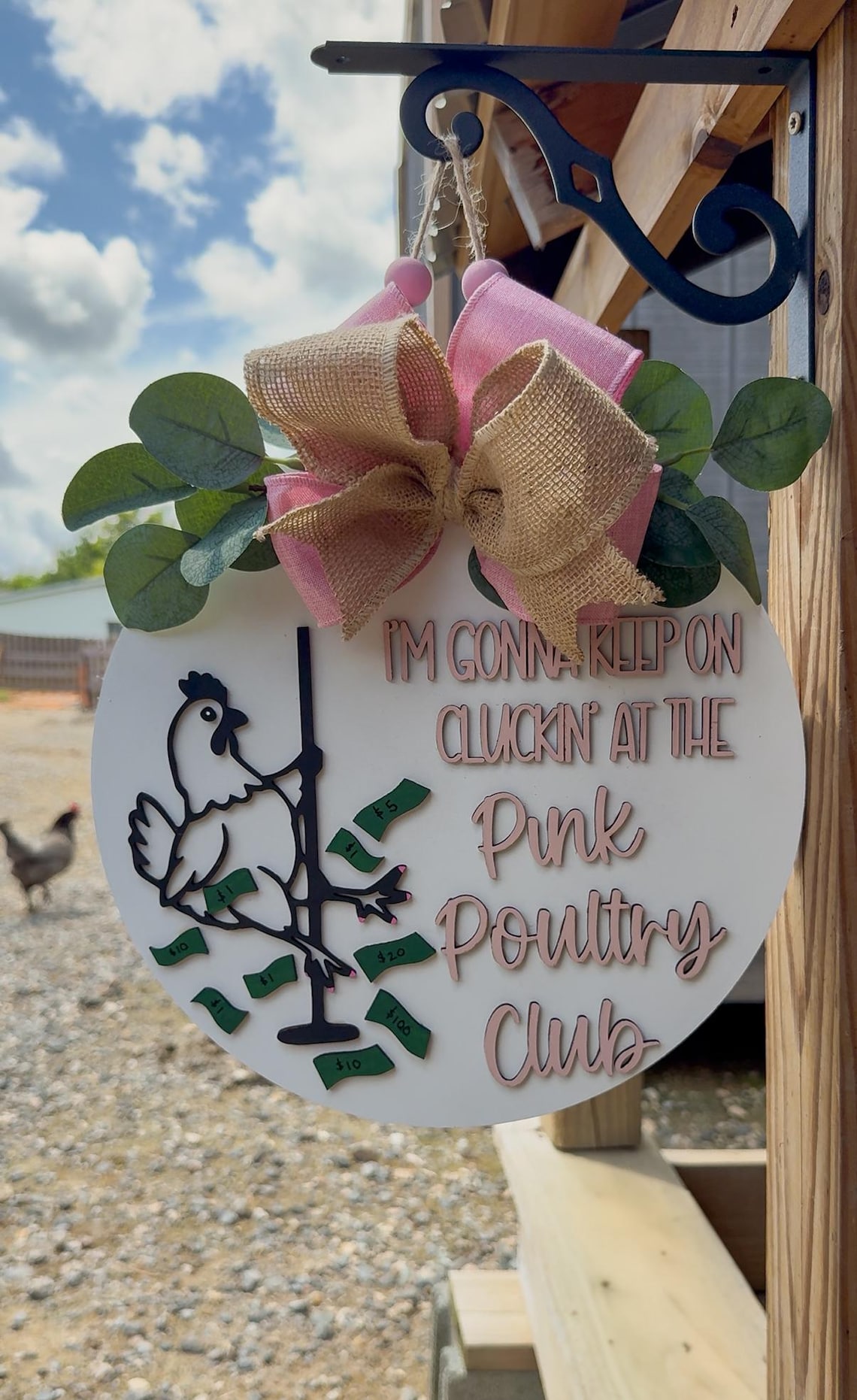 Poutry Sign Funny Chicken Coop Sign: Pink Poultry Club Farmhouse Decor - Etsy