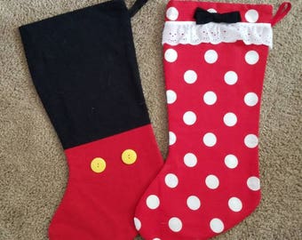 Mickey and Minnie Christmas Stockings Disney Inspired