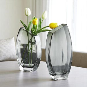 Cloud Grey Glass Vase, Luxury Sculptural Decor in 3 Sizes
