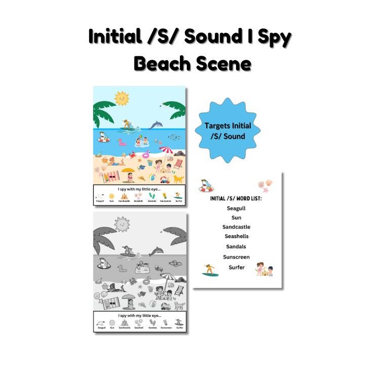 Speech Therapy I Spy Game – Initial S Sound Practice for Kids ...