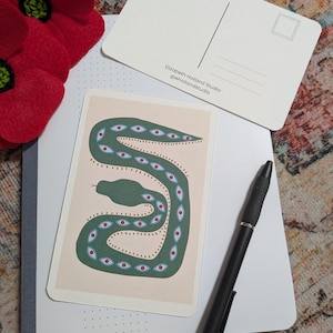 Snake Postcard-Encouragement, Powerful, Protect Your Peace, Hand Drawn, Stationery, Snail Mail, Happy Mail, Wall Art, Snake, Postcard, Card