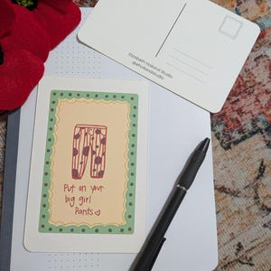 Postal "Ponte los pantalones de niña grande" - Postal, Tarjeta, Envía amor, Arte mural, Dibujado a mano, Correo postal, Correo feliz