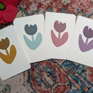 Handgezeichnete Tulpen Postkarten, Hell, Postkarte, Schneckenpost, Happy Mail, Kunst, Wandkunst, Karte, Illustriert