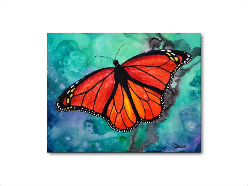 Butterfly Wall Art Abstract Canvas Art Butterfly Painting Etsy