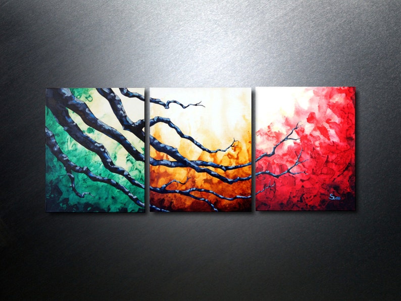 Abstract Canvas Art Home Office Wall Art Decor 3 Piece Wall Etsy