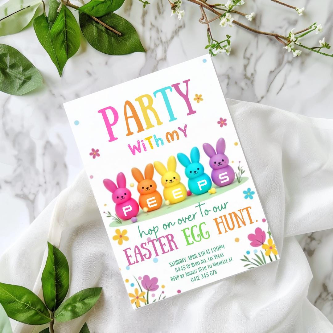 Editable Easter Egg Hunt Invitation Party With My Peeps Hop on Over ...